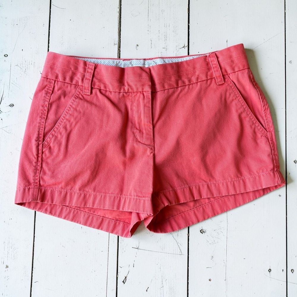J.Crew Chino Shorts Size 4 Coral Orange Cotton Broken-In Casual Summer